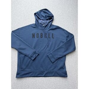 NOBULL Hoodie Mens Medium Blue Fleece Pullover Logo Graphic Athletic Gym
